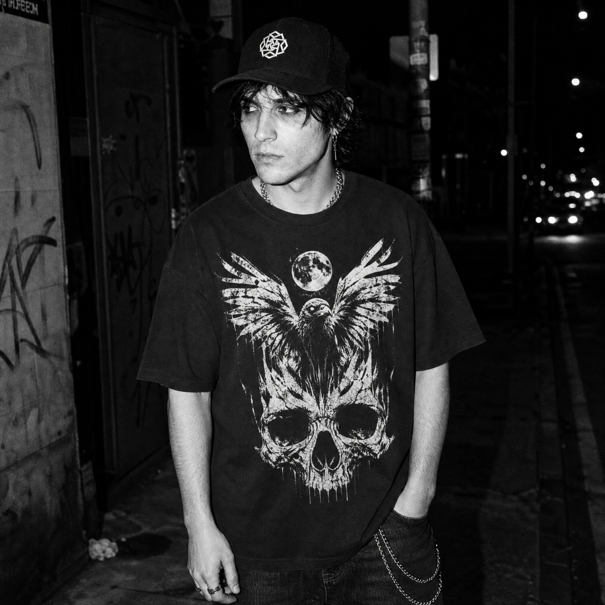Gothic Skull & Raven T-Shirt – Dark Occult Art Graphic Tee
