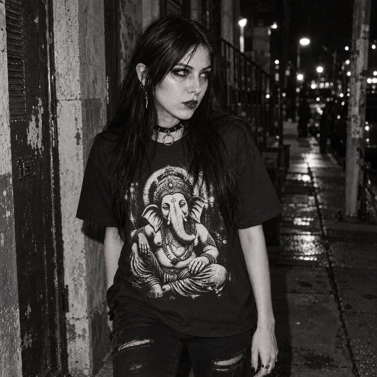 Ganesha T-Shirt - Distressed Hindu Deity Graphic