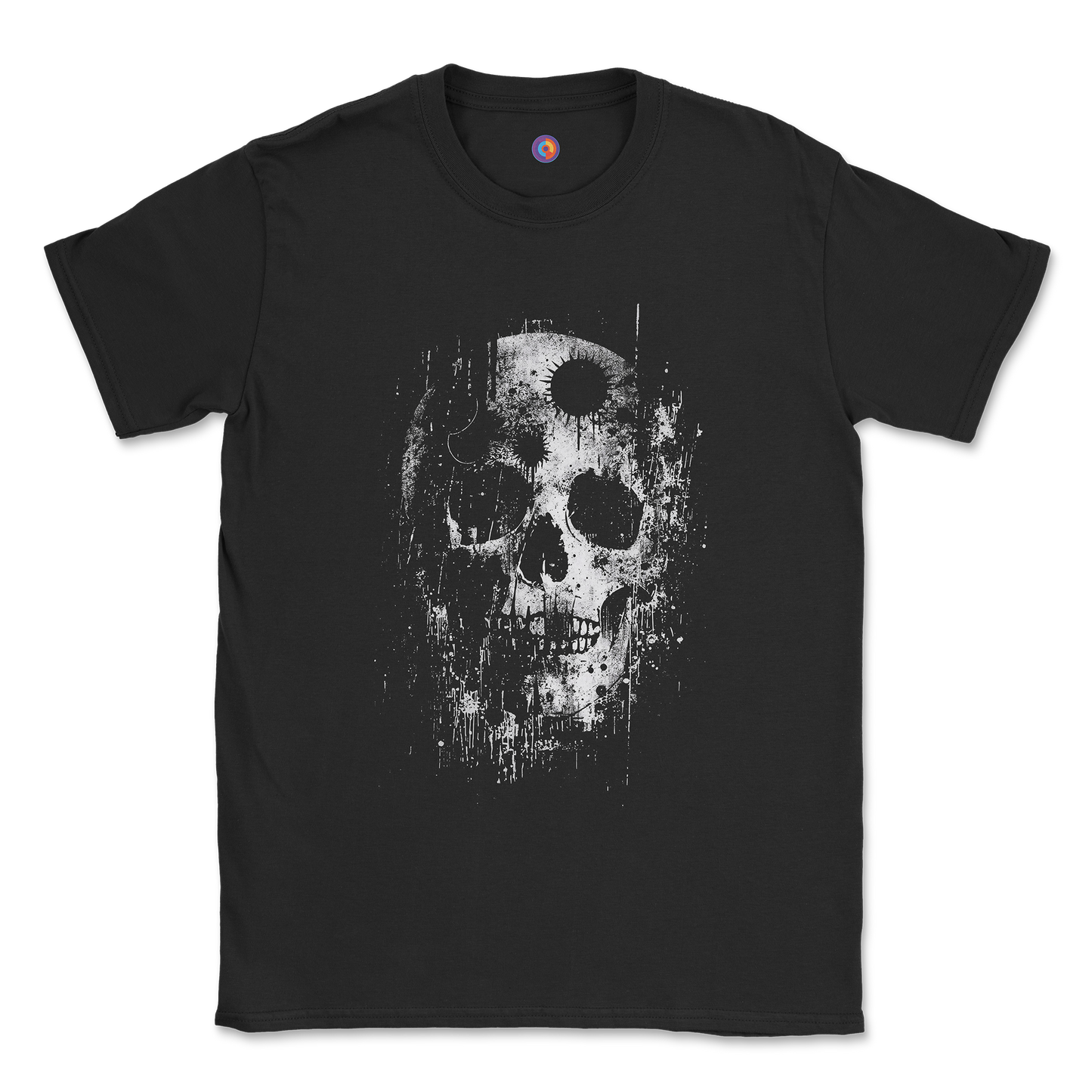 Black Erosion Skull T-Shirt β Distressed Horror Grunge Art