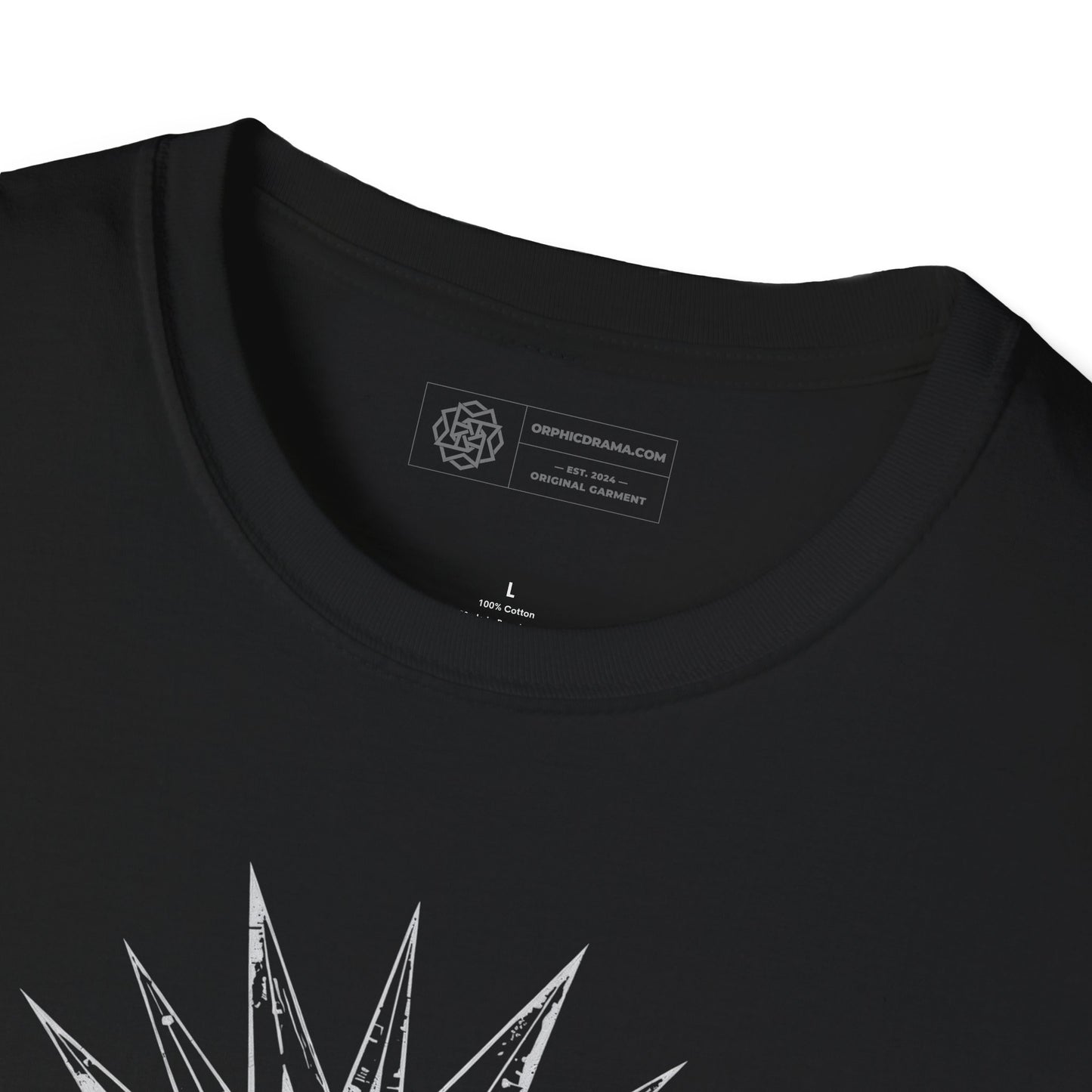 Geometric Halo T-Shirt – Minimalist Line Art Face Design