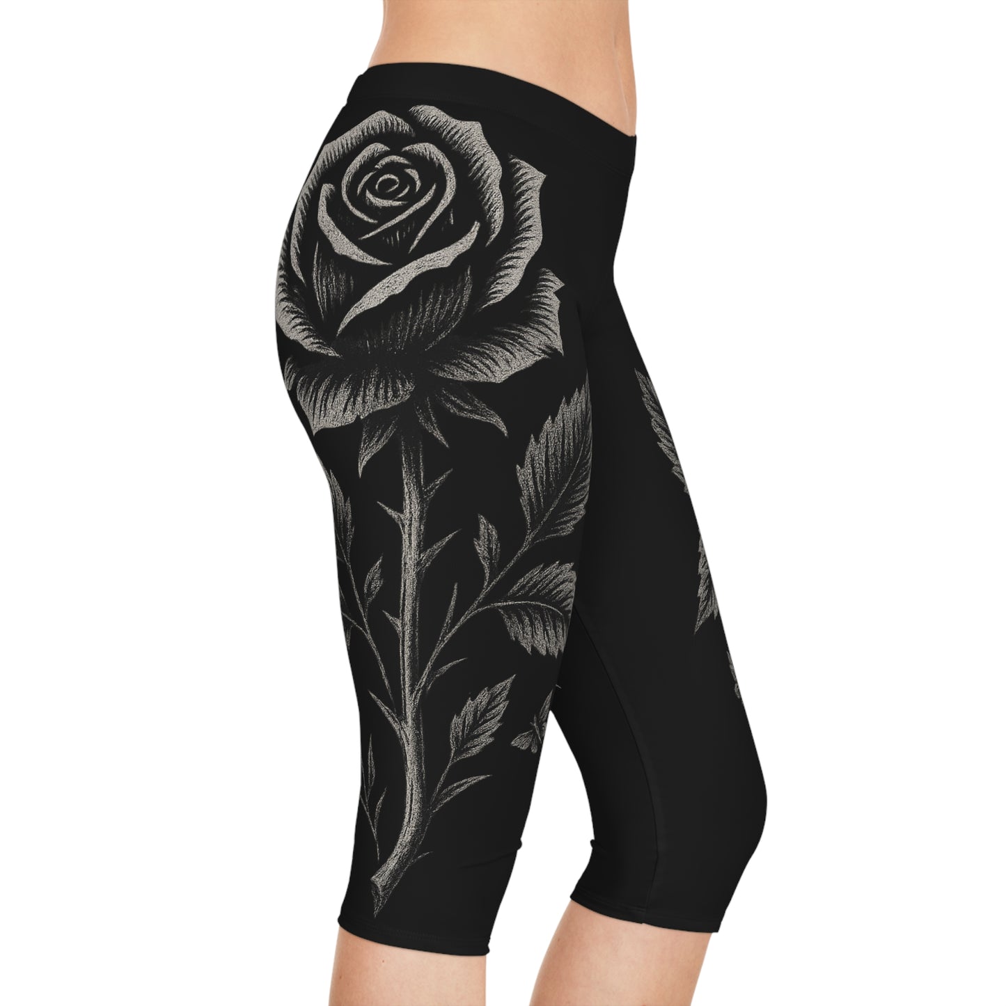 Capri Leggings – Black Rose