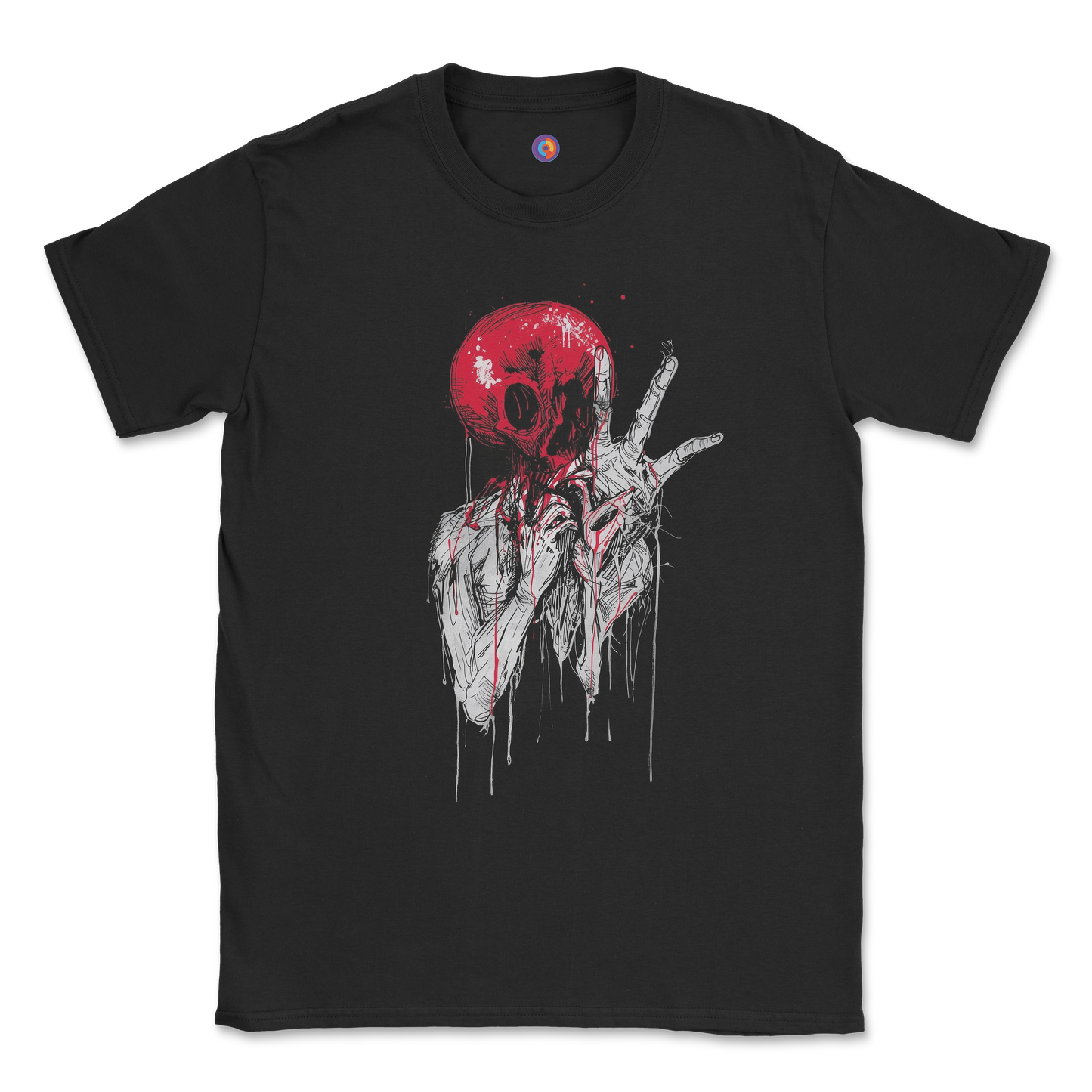 Red Horror Skull T-Shirt β Grunge Distorted Creature