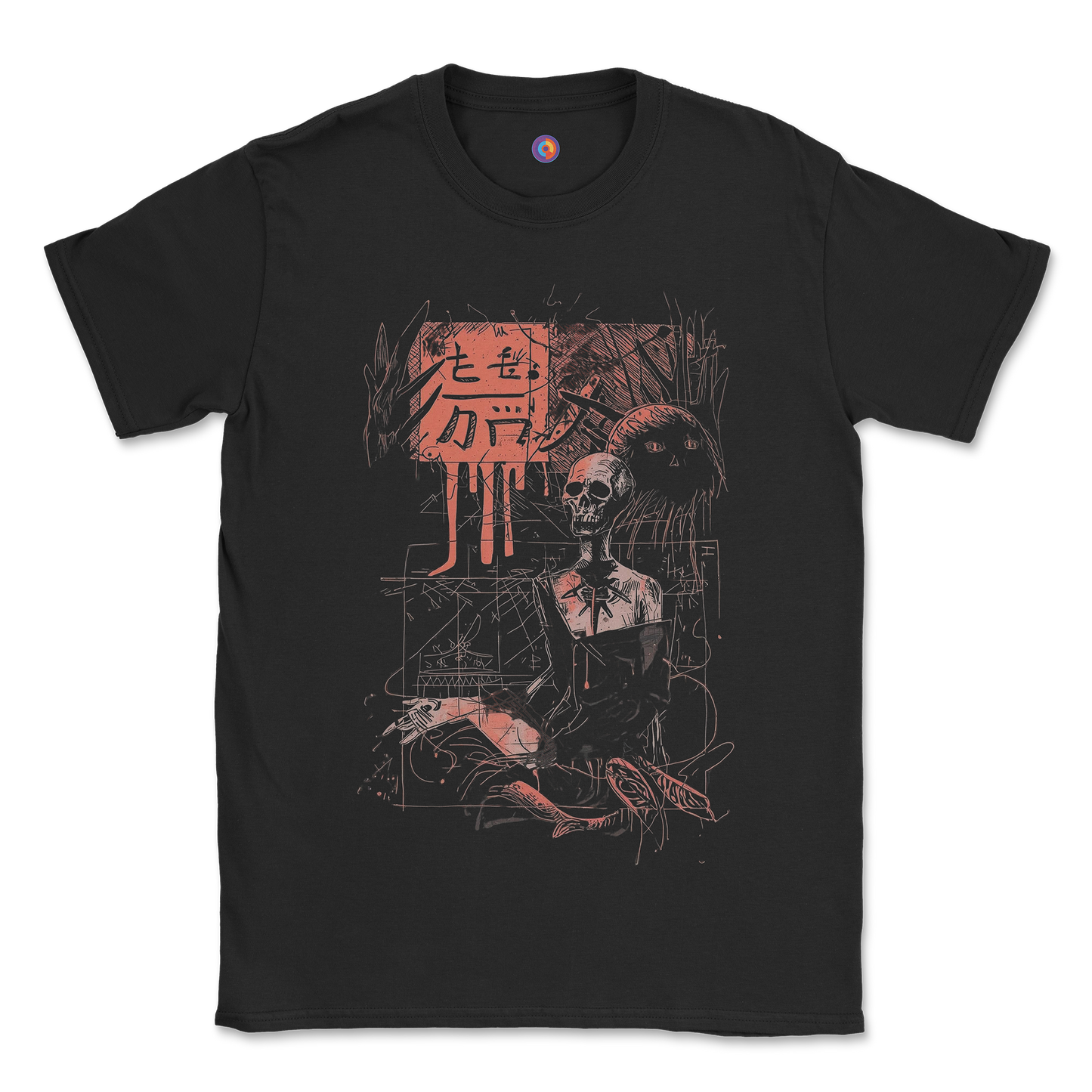 Y3K Bone Scribe T-Shirt — Surreal Grunge Skeleton Art