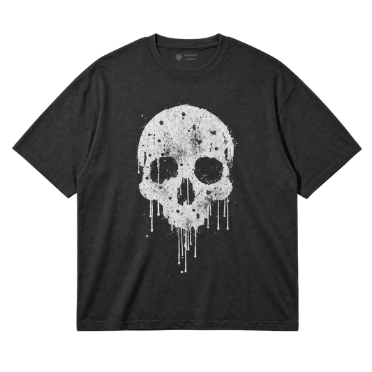 Dripping Skull – Grunge Gothic Minimalist T-Shirt
