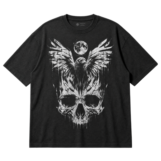 Gothic Skull & Raven T-Shirt – Dark Occult Art Graphic Tee