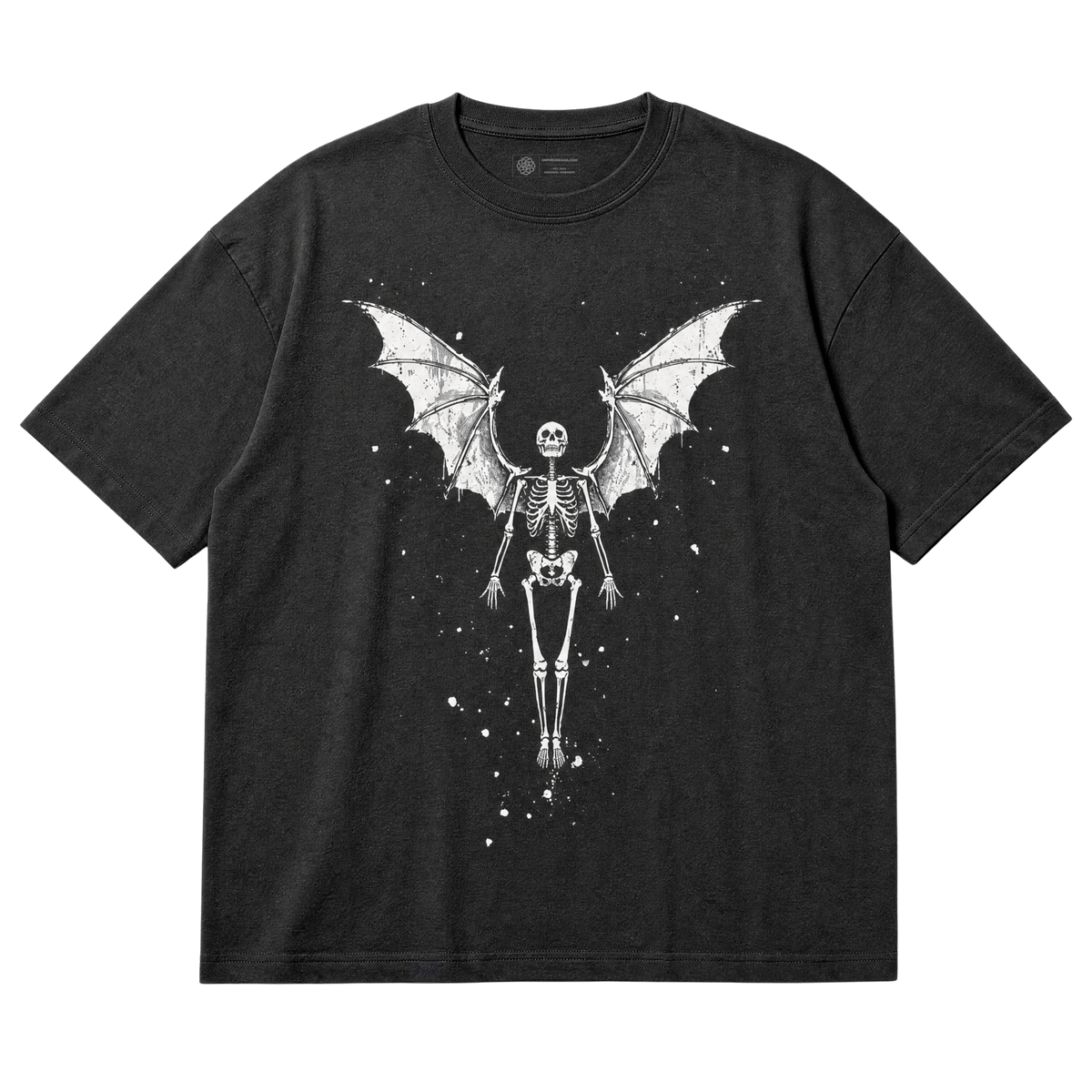 Bat Wing Skeleton T-Shirt – Vintage Gothic Ink Style
