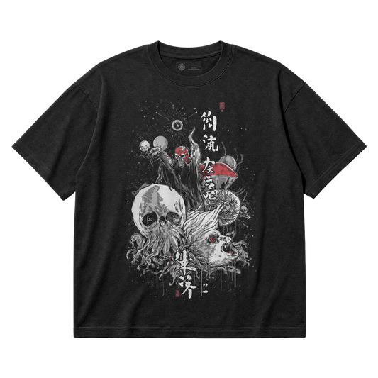 Kanji-Inspired Horror T-Shirt – Surreal Grunge Skull Art