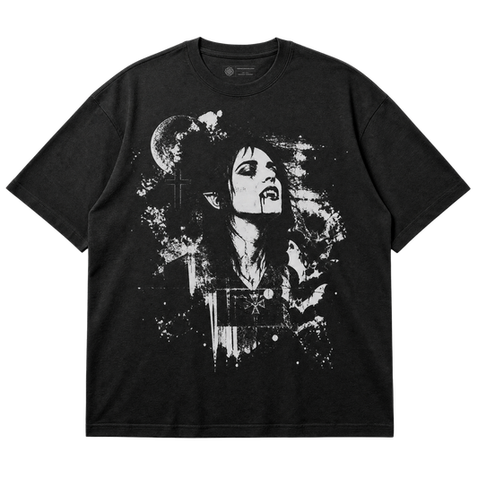 Vintage Gothic Vampire T-Shirt – Dark Aesthetic Horror Art