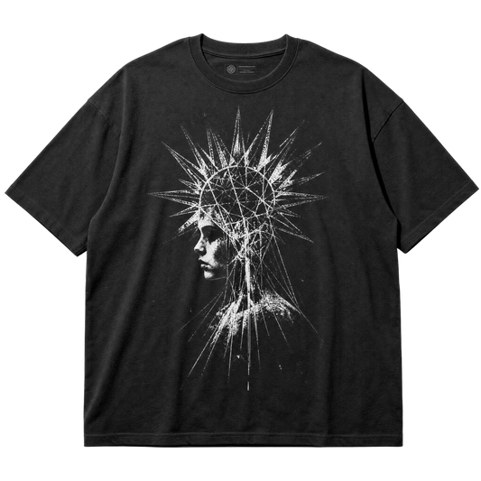 Geometric Halo T-Shirt – Distressed Grunge Portrait
