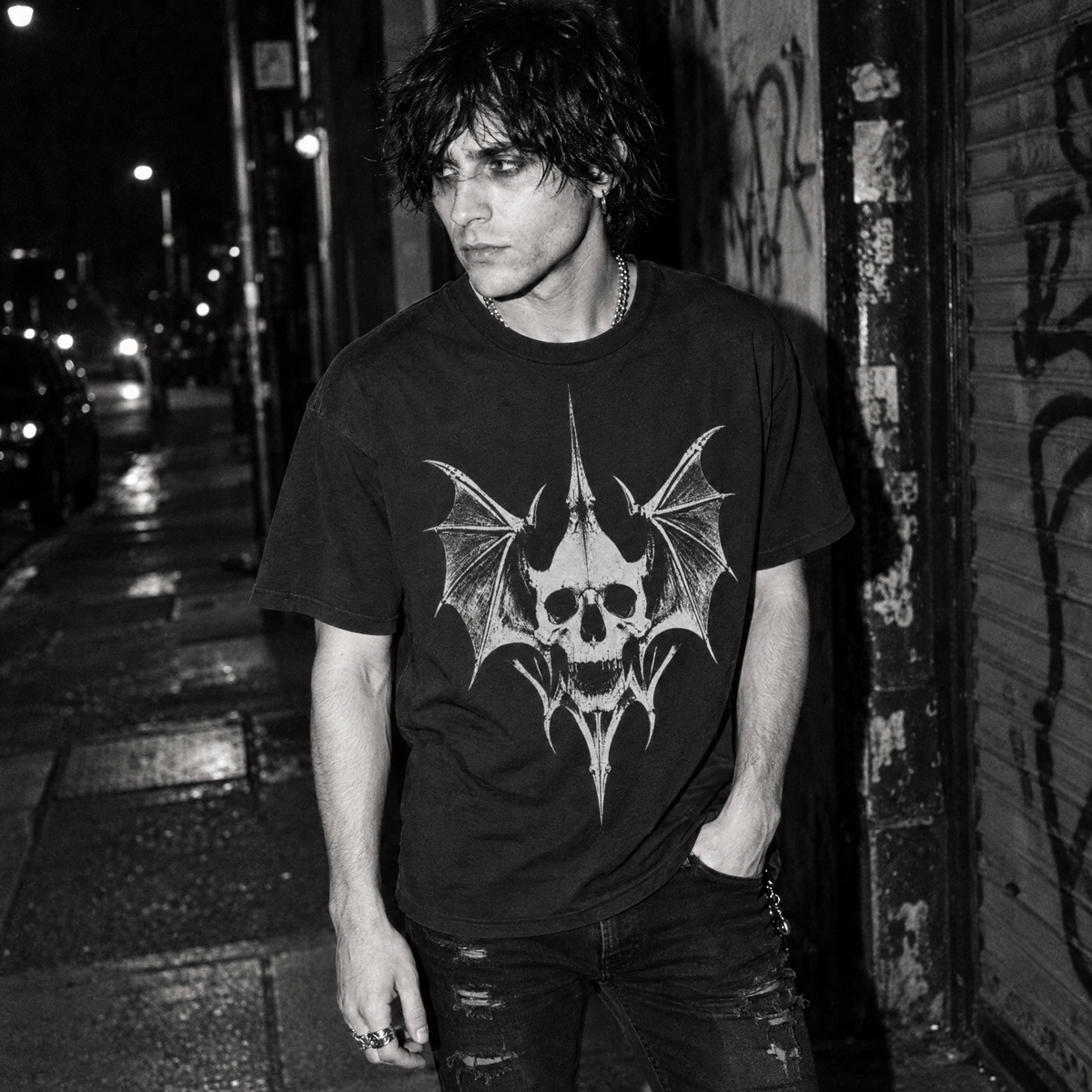 Bat Skull T-Shirt – Occult Winged Sigil Graphic