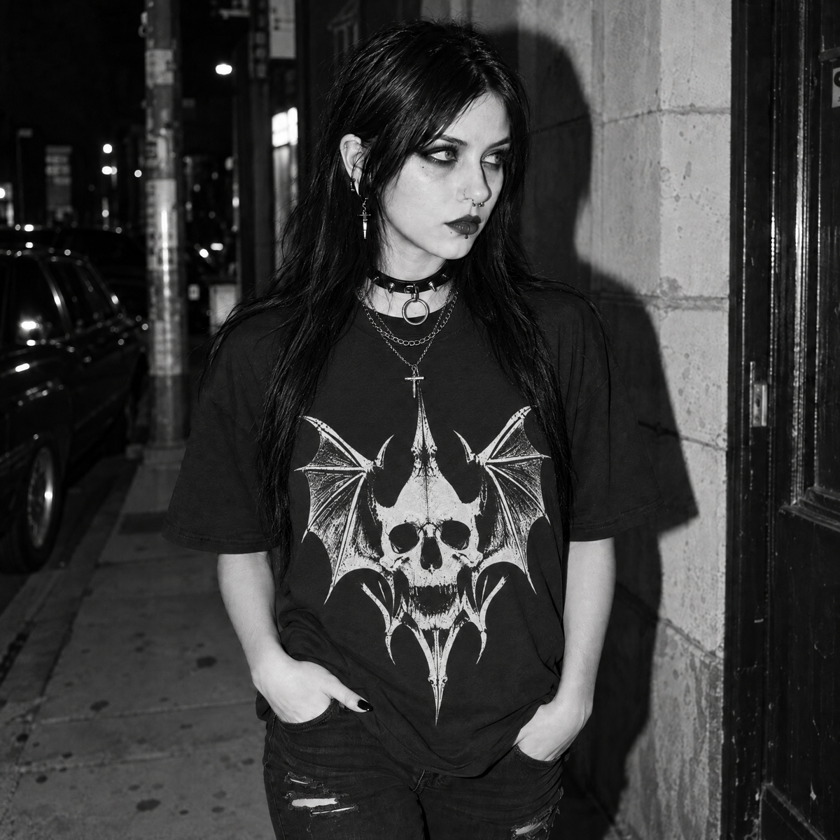 Bat Skull T-Shirt – Occult Winged Sigil Graphic