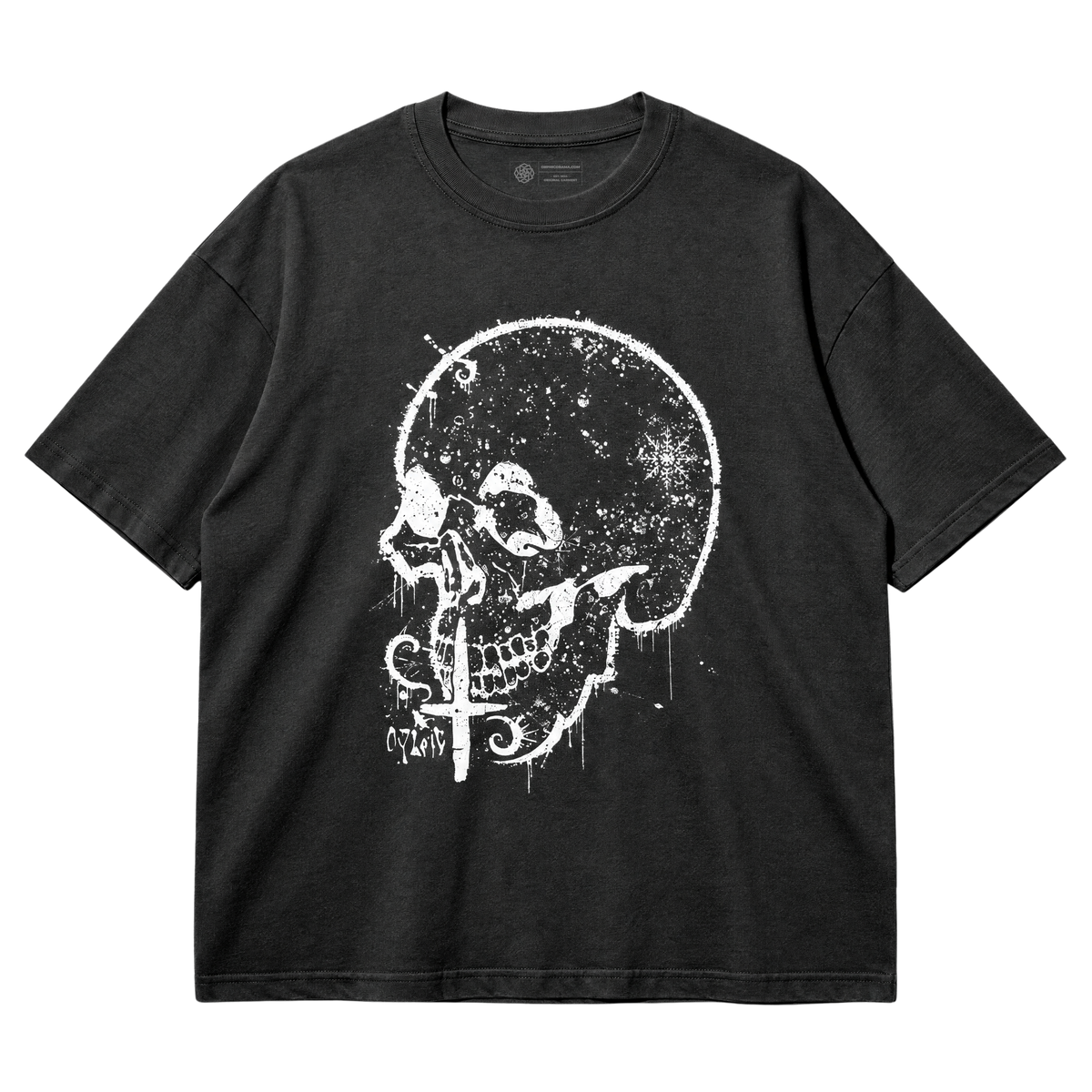 Eroded Skull T-Shirt – Cracked Grunge Bone Art