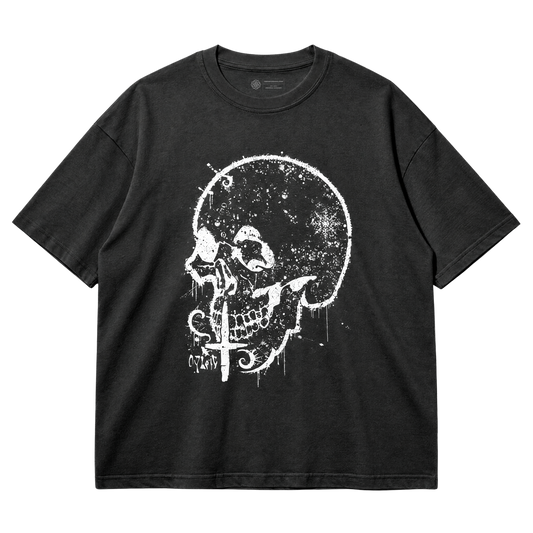 Eroded Skull T-Shirt – Cracked Grunge Bone Art