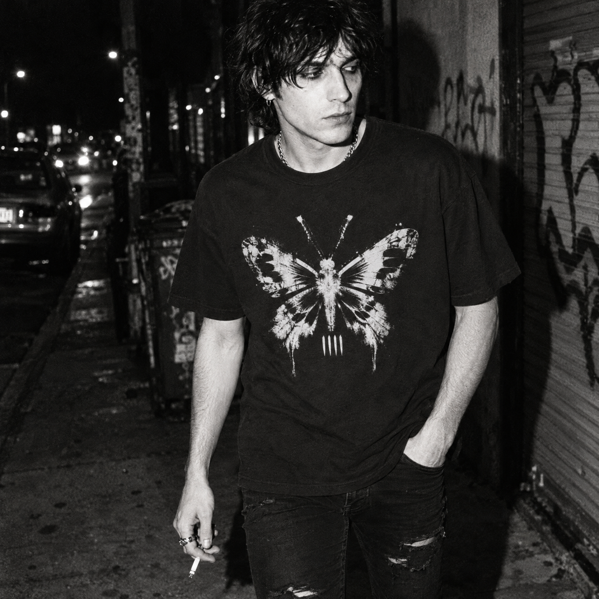 Death Moth T-Shirt - Distressed Grunge Moth Graphic