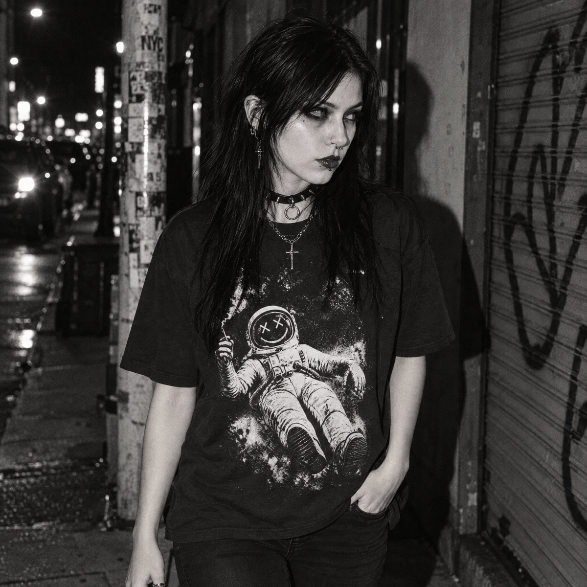 Floating Astronaut T-Shirt - Grunge Space Graphic