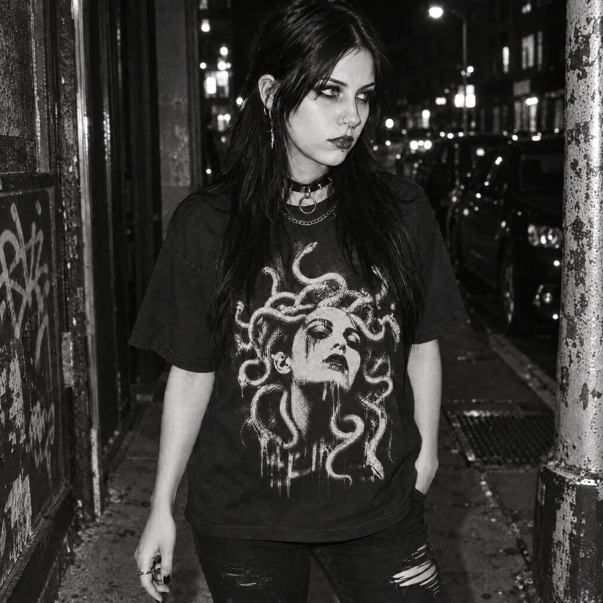 Medusa T-Shirt - Grunge Mythic Graphic Tee