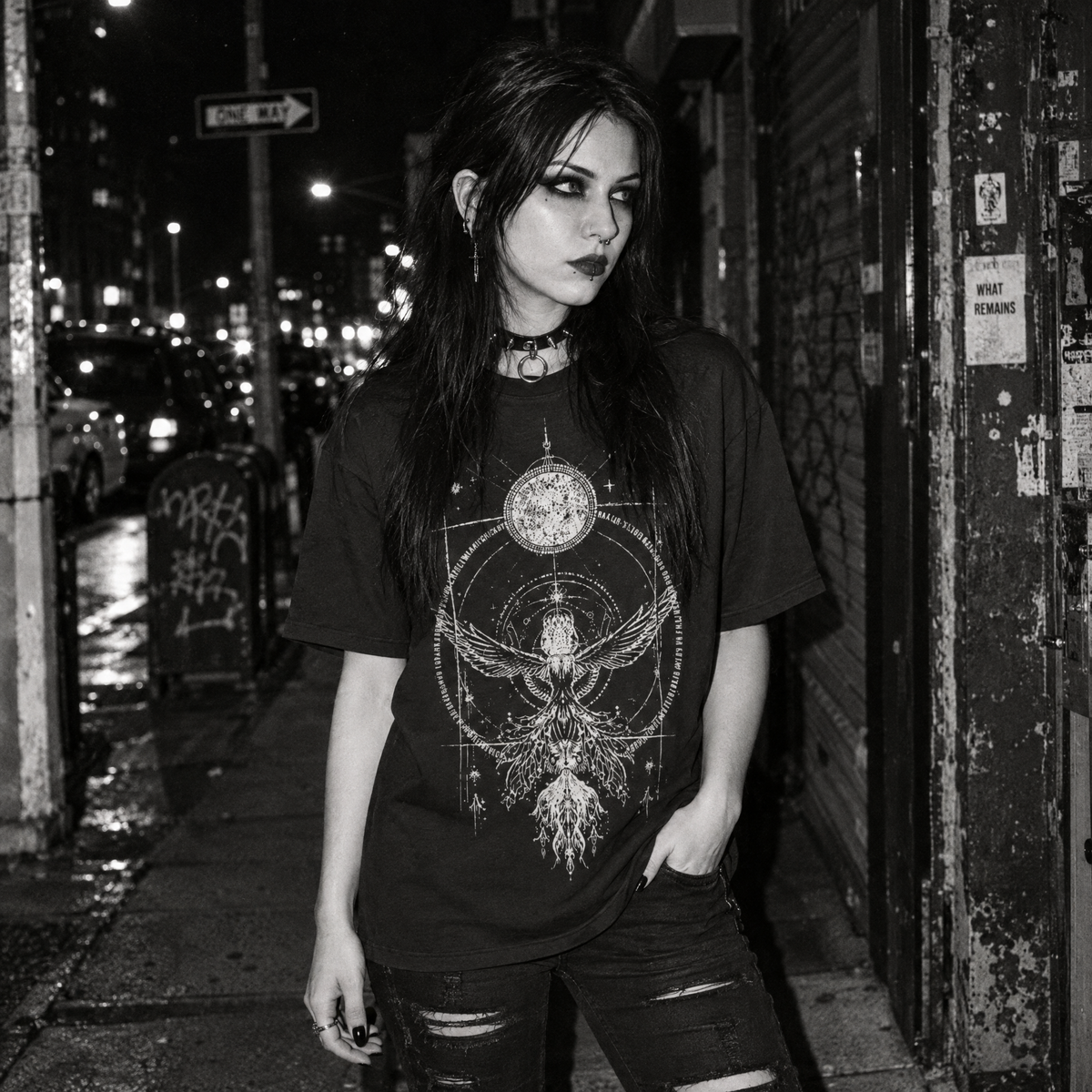 Celestial Phoenix T-Shirt - Occult Winged Symbol Graphic