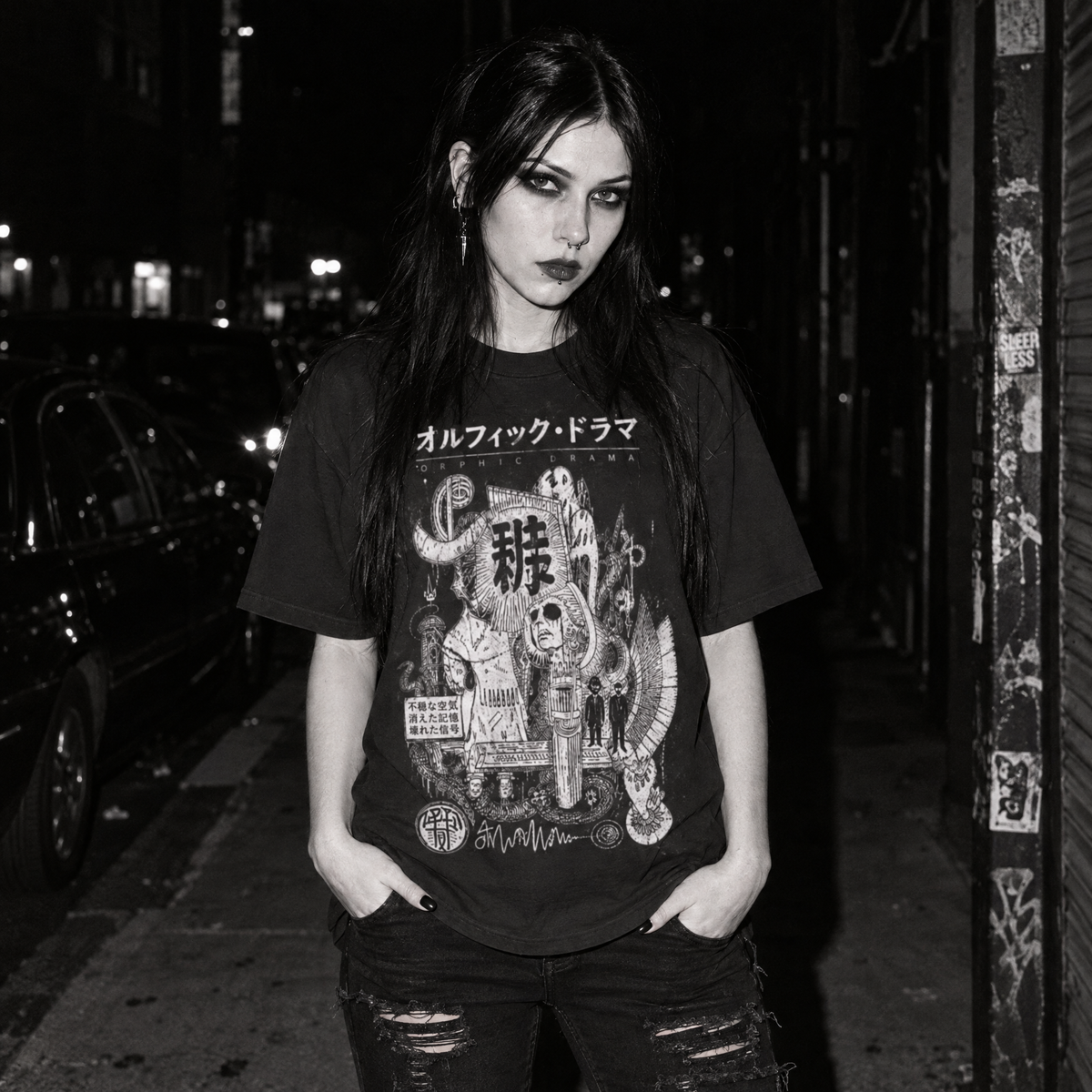 Occult Kanji Shrine T-Shirt - Dark Symbolic Graphic Tee