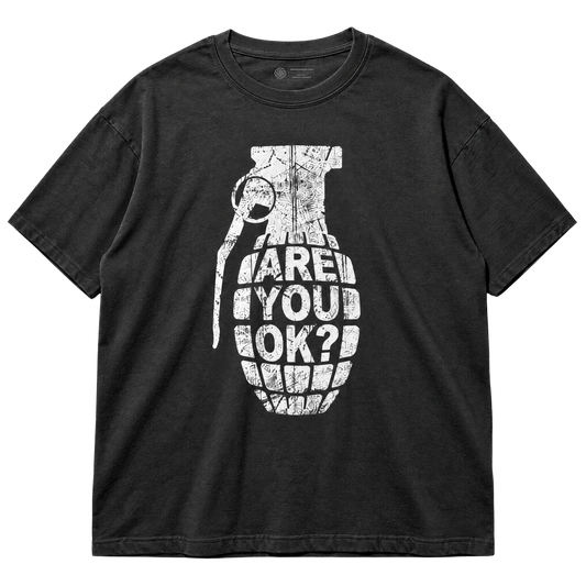 Grenade T-Shirt - “Are You OK?” Distressed Statement Tee