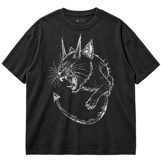 Evil Cat T-Shirt – Dark Gothic Demon Cat Design