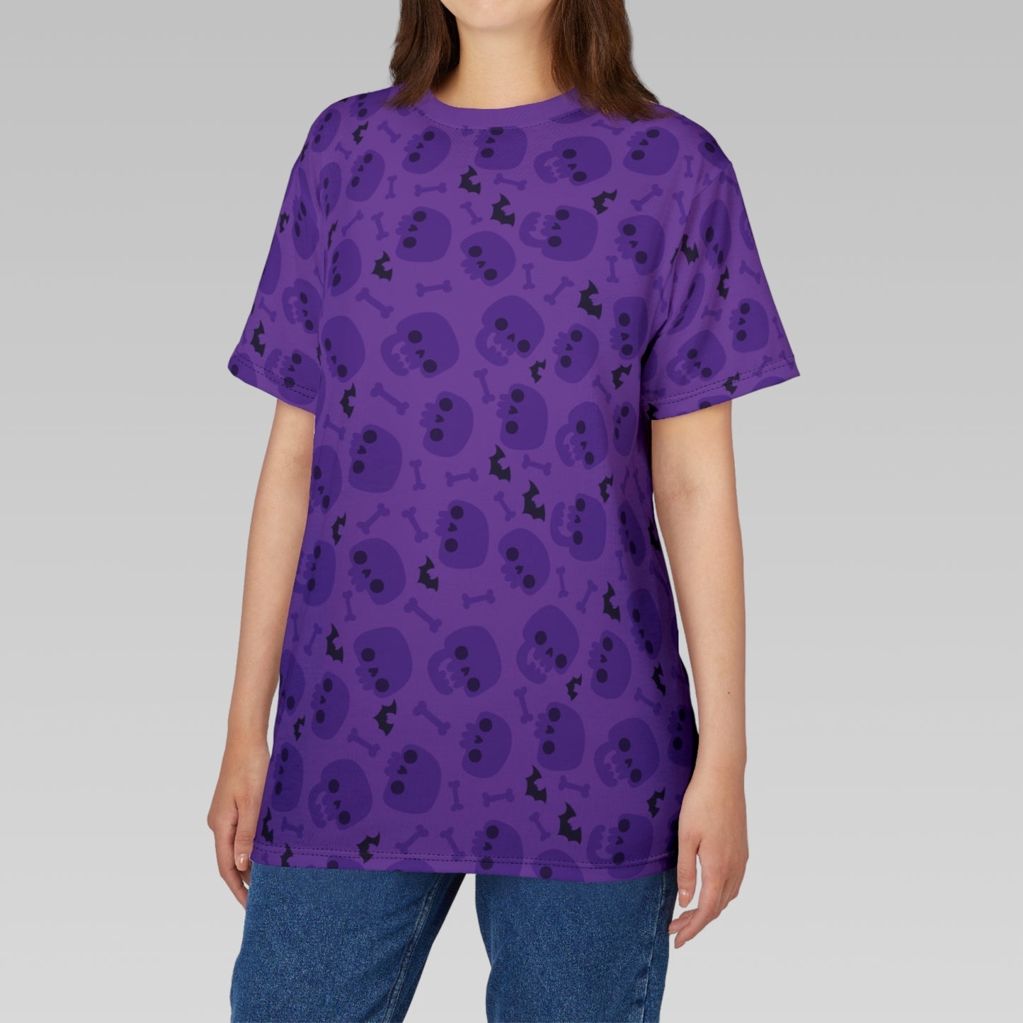 Purple Skull Pattern T-Shirt