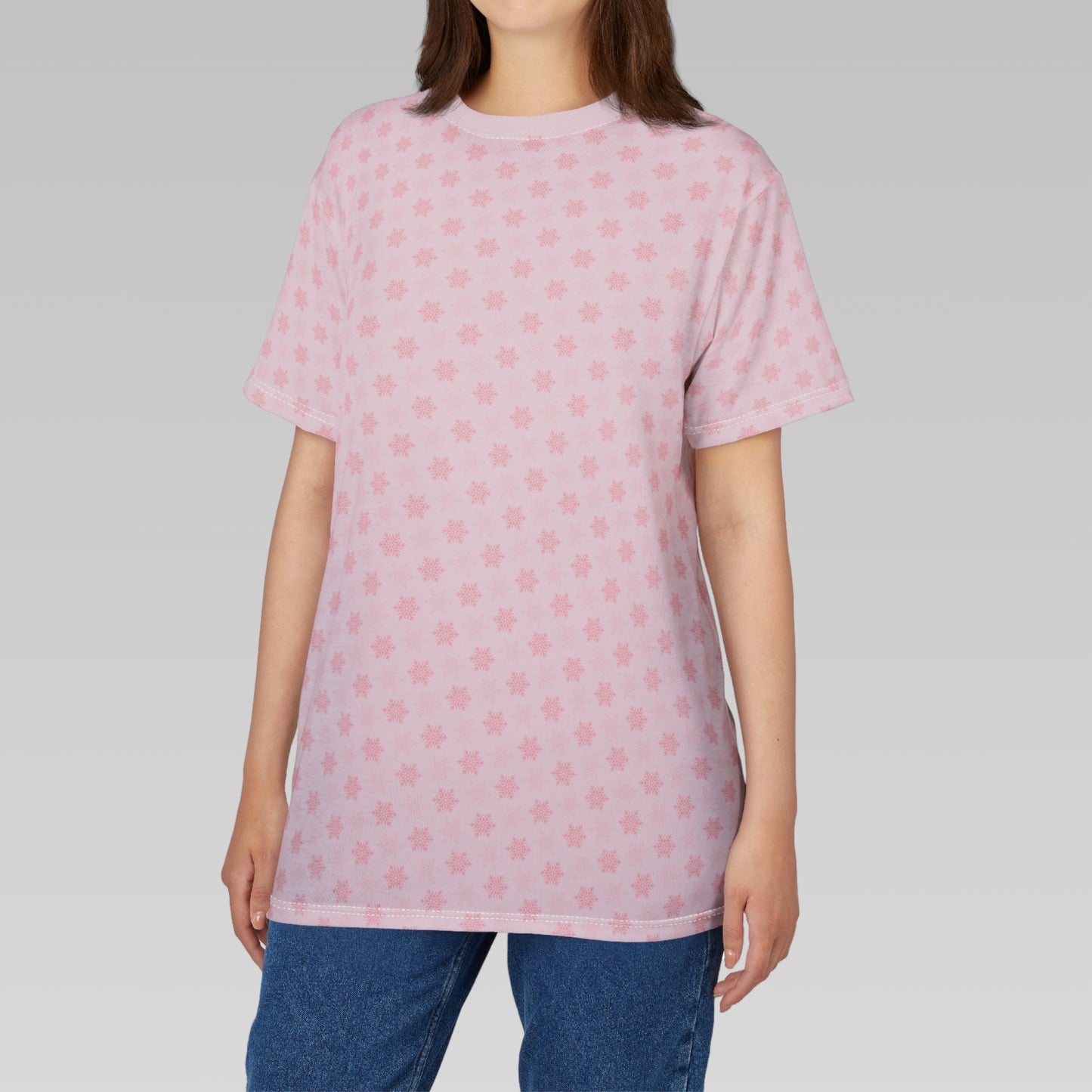 Soft Pink Snowflakes Pattern T-Shirt