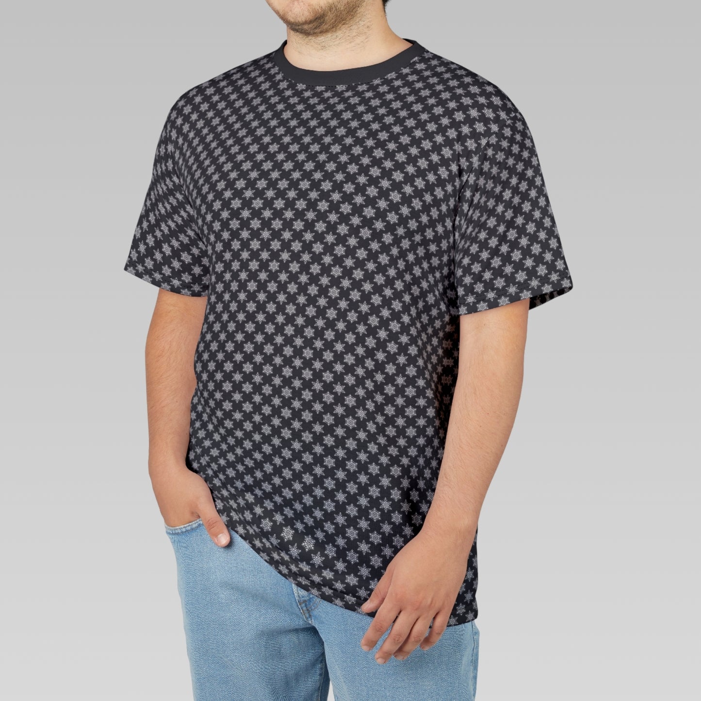 Black Snowflakes Pattern T-Shirt