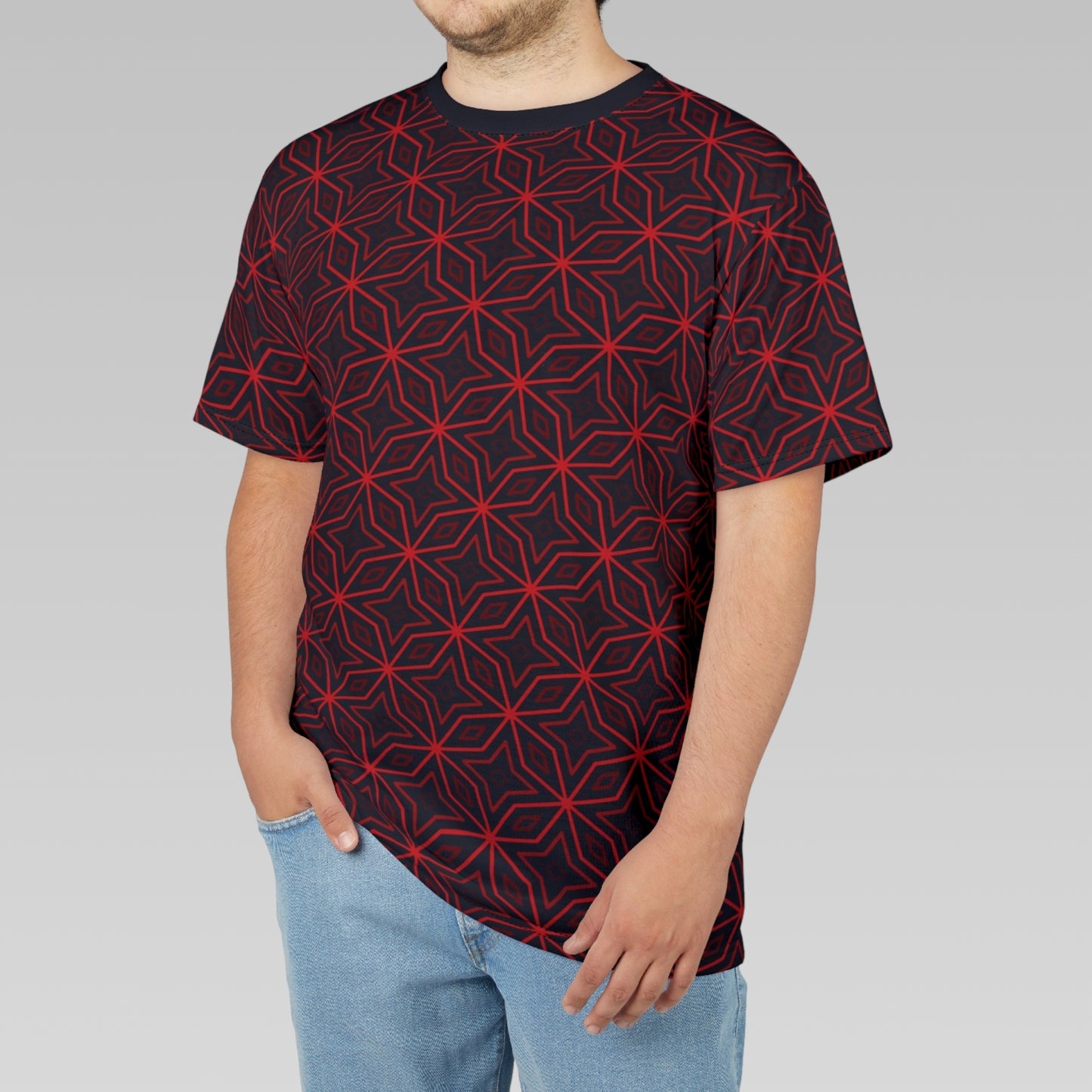 Red Star Tile Pattern T-Shirt