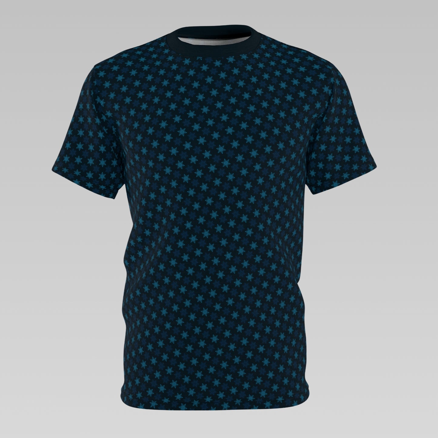 Midnight Blue Snowflakes Pattern T-Shirt