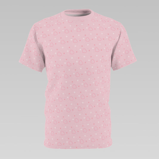 Soft Pink Heart Pattern T-Shirt