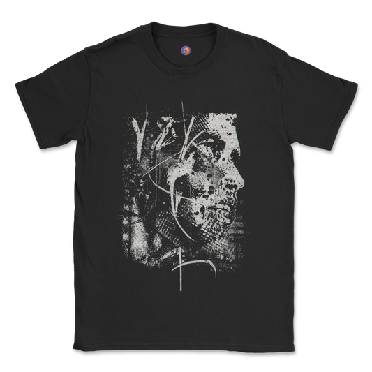 Abstract Portrait T-Shirt – Distressed Monochrome Face Graphic