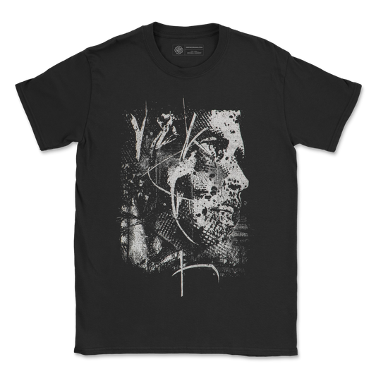 Abstract Portrait T-Shirt – Distressed Monochrome Face Graphic
