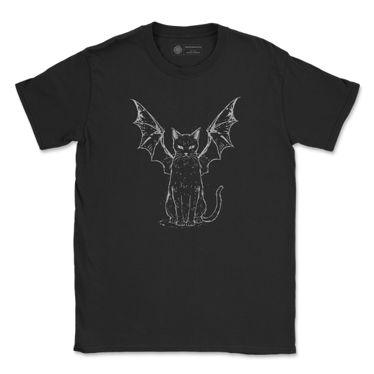 Bat Cat T-Shirt - Minimalist Gothic Graphic