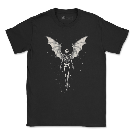 Bat Wing Skeleton T-Shirt – Vintage Gothic Ink Style