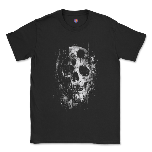 Black Erosion Skull T-Shirt – Distressed Horror Grunge Art