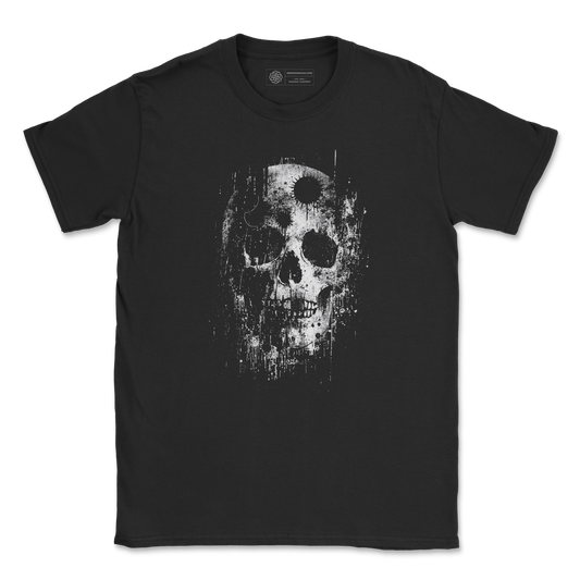 Black Erosion Skull T-Shirt – Distressed Horror Grunge Art