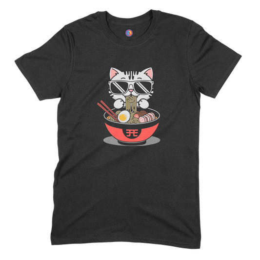 Kawaii Cool Cat Eating Ramen T-Shirt