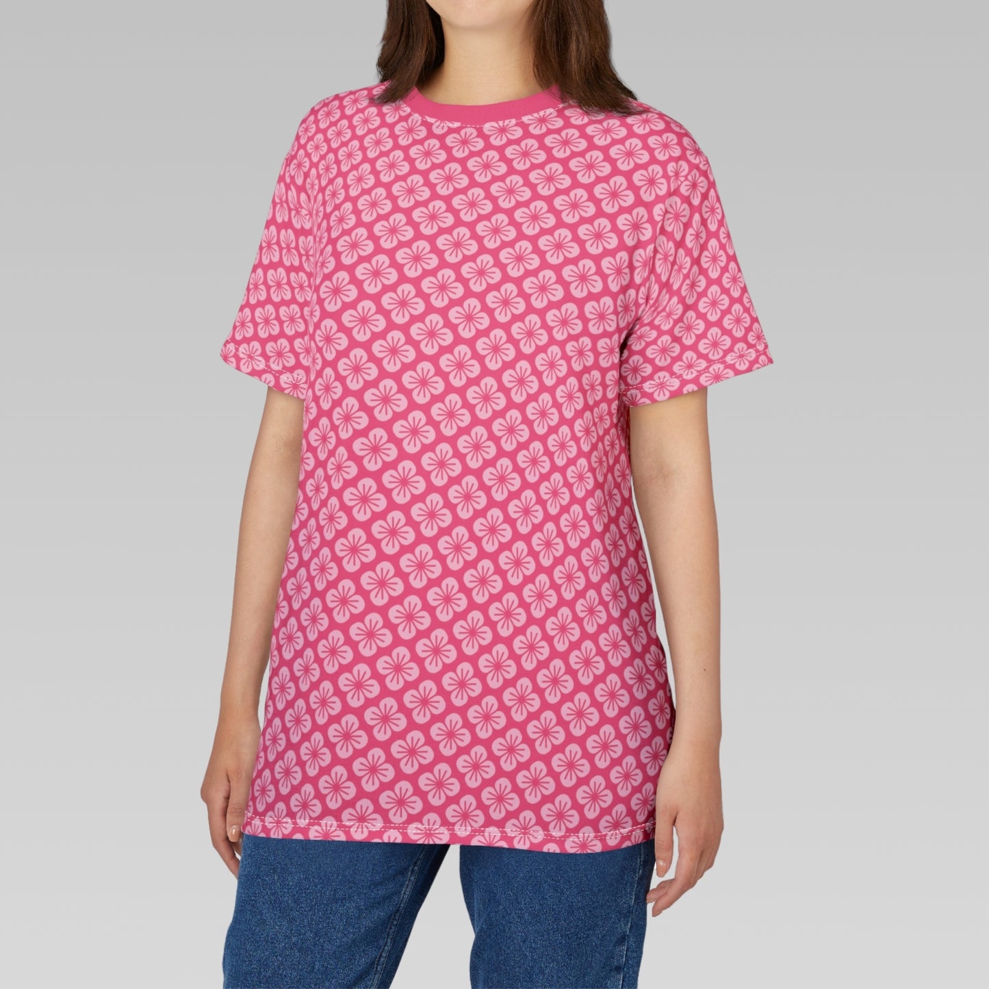 Hot Pink Flower Pattern T-Shirt