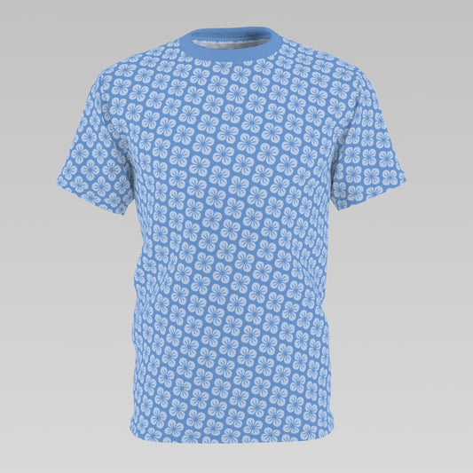 Sky Blue Flower Pattern T-Shirt