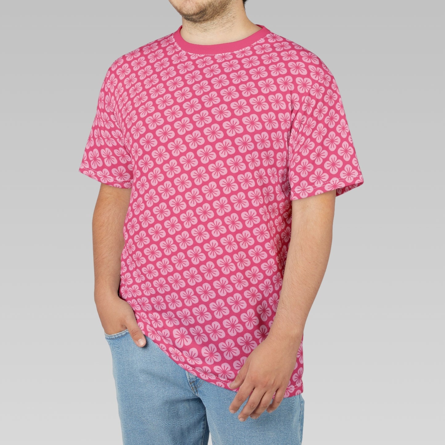 Hot Pink Flower Pattern T-Shirt