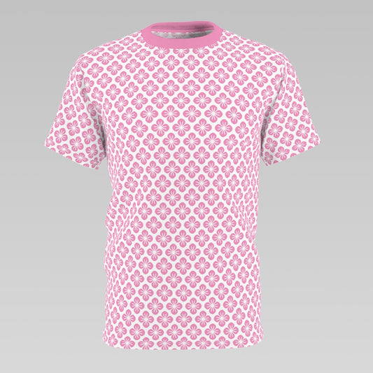 Bubblegum Pink Flower Pattern T-Shirt