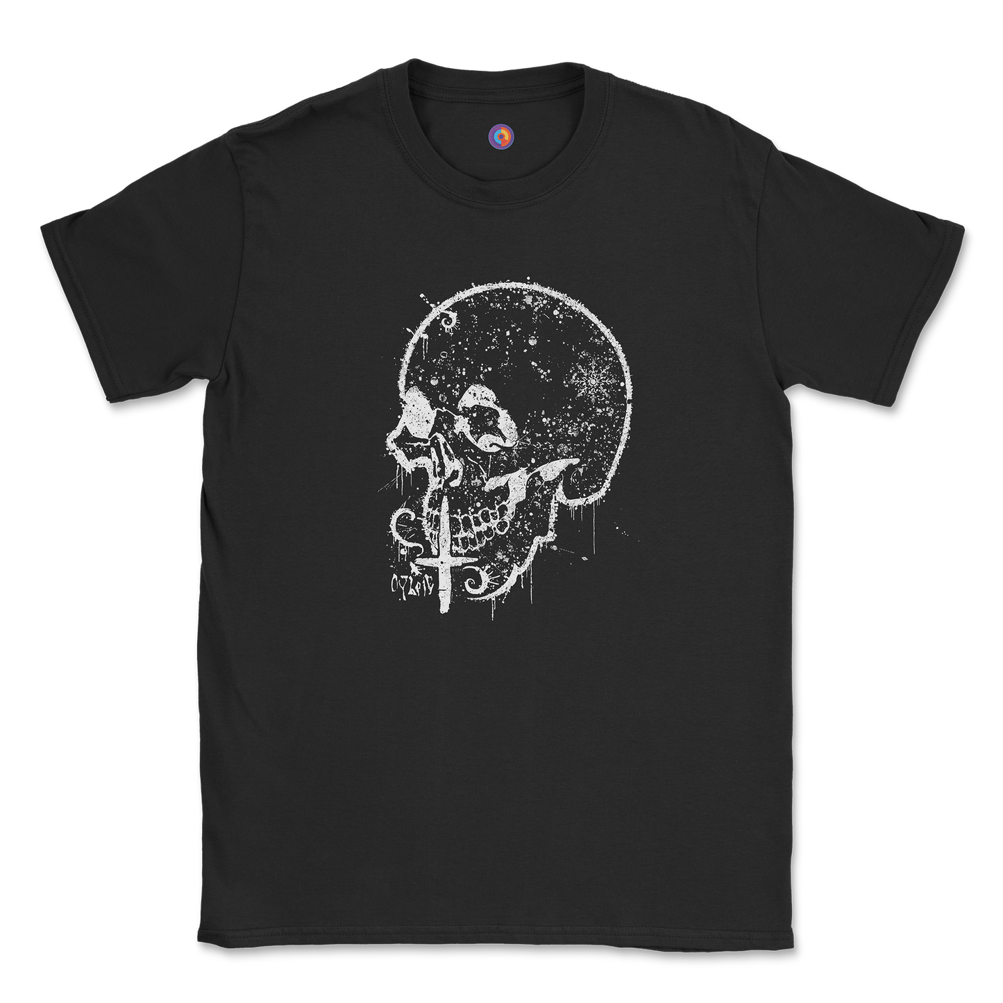 Eroded Skull T-Shirt – Cracked Grunge Bone Art