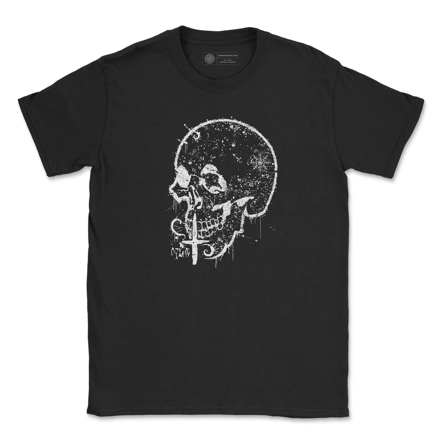 Eroded Skull T-Shirt – Cracked Grunge Bone Art