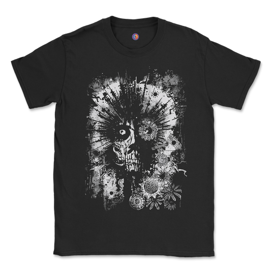 Floral Skullburst T-Shirt – Dark Surreal Grunge Design