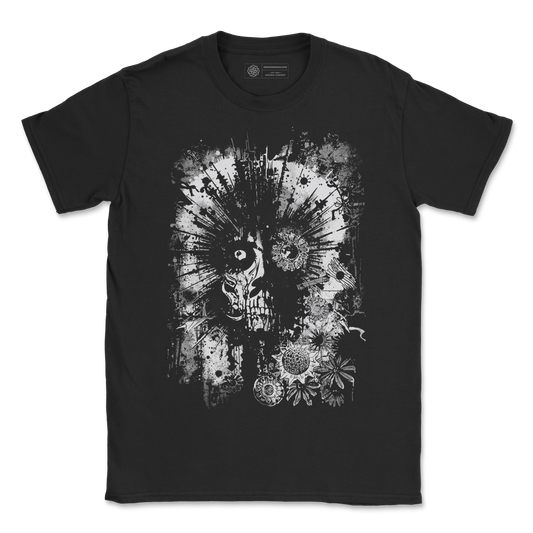 Floral Skullburst T-Shirt – Dark Surreal Grunge Design