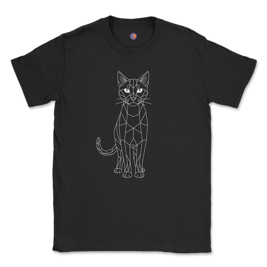 Geometric Cat T-Shirt – Minimal Line Art Design