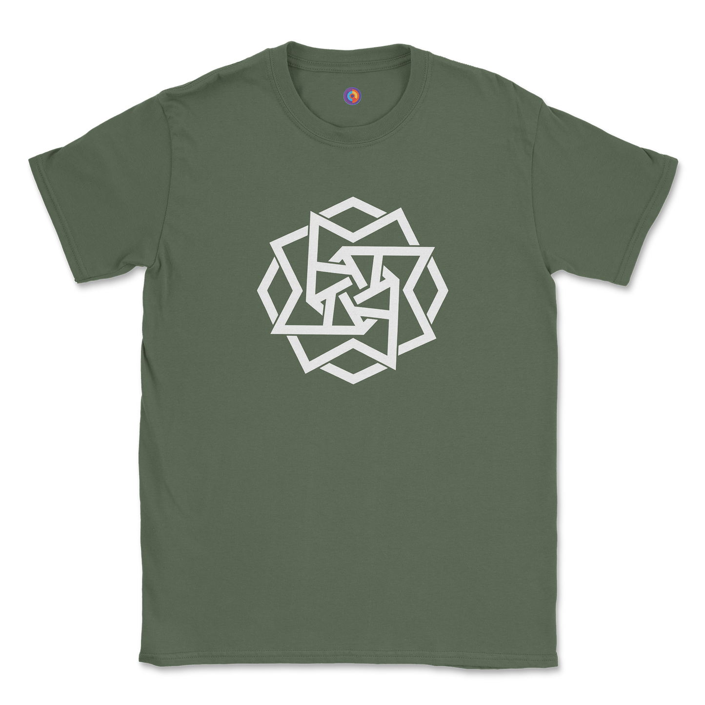 Geometric Interlock T-Shirt – Bold Abstract Line Symbol
