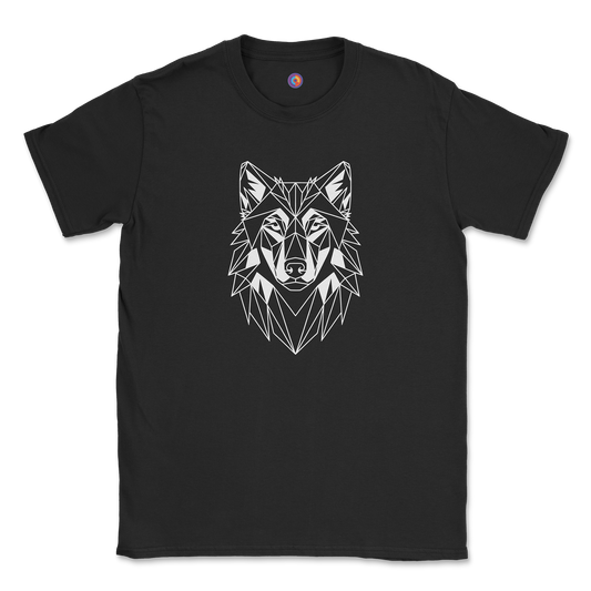 Geometric Wolf's Head T-Shirt – Modern Line Art Wildlife Tee