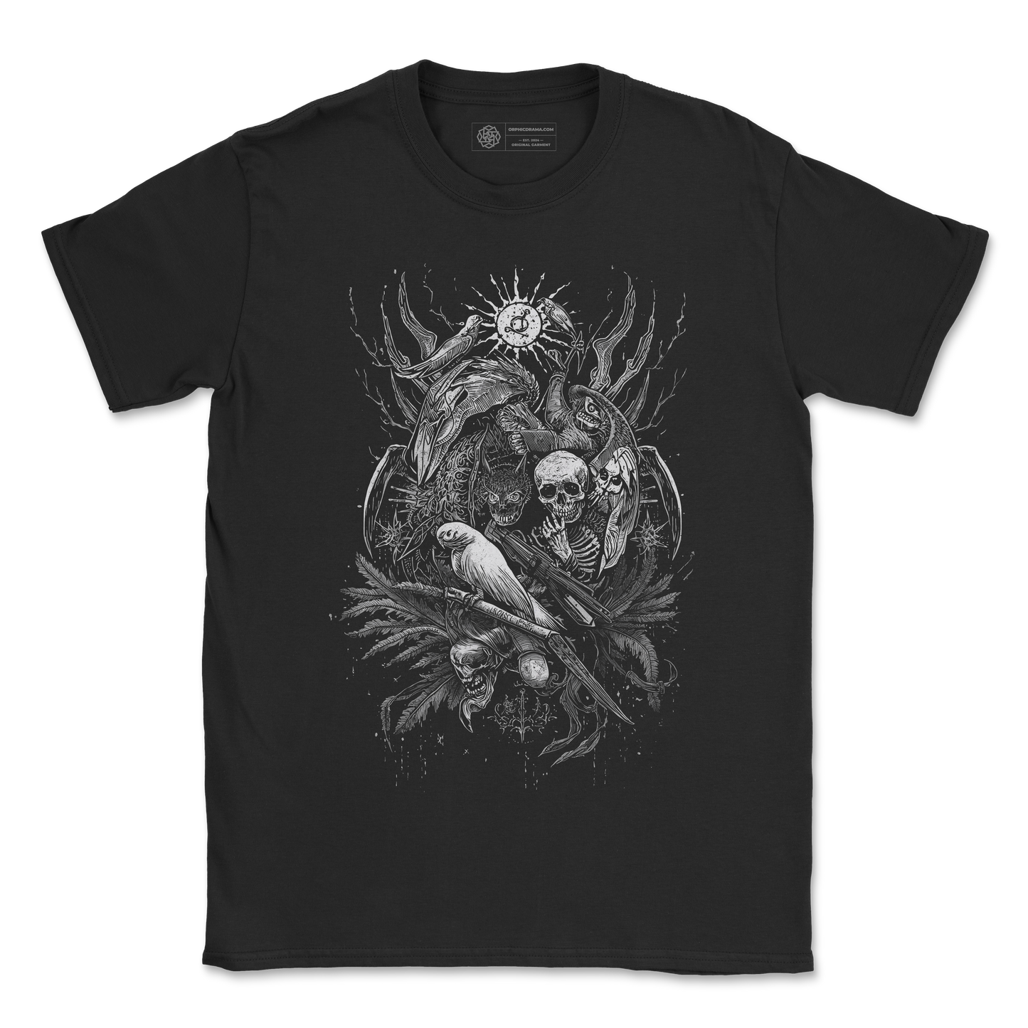 Gothic Skull & Raven T-Shirt – Dark Occult Art Graphic Tee