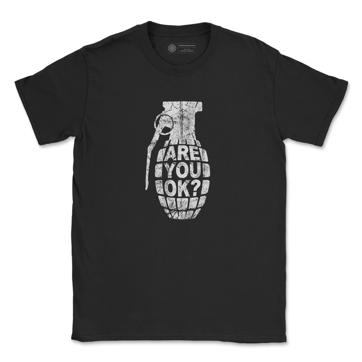 Grenade T-Shirt - “Are You OK?” Distressed Statement Tee
